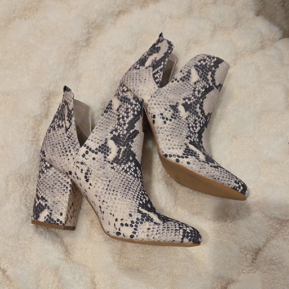 Snake Print Ankle Boots
